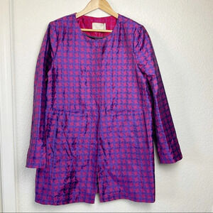 NWT Oui Lightweight Geometric Print Pink and Purple Jacket Car Coat SZ 10(42)